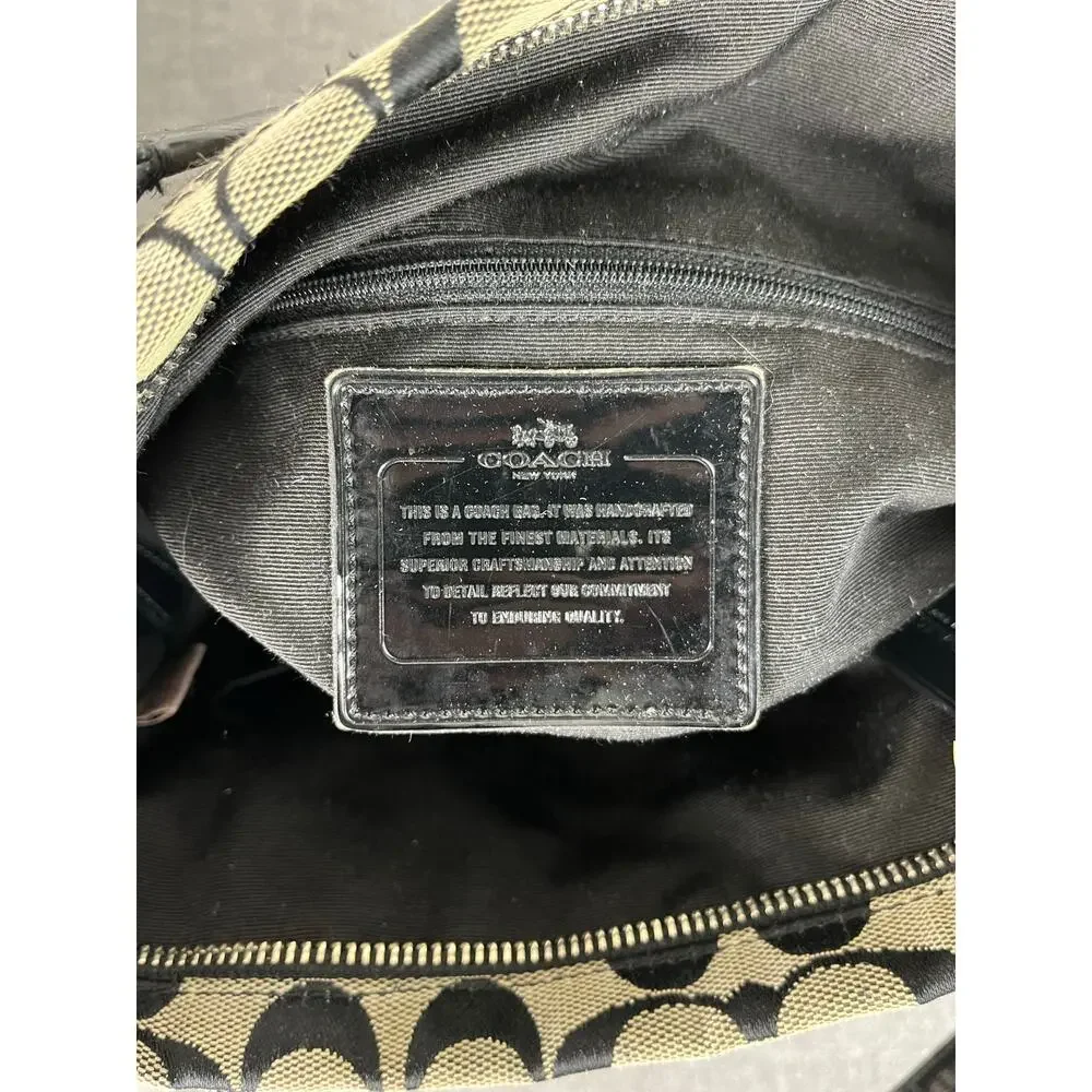 COACH TOTE SIGNATURE Parker F28504 Black Beige C Logo Canvas Shoulder Bag